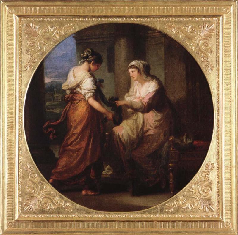 Angelika Kauffmann Elektra gibt ihre Schwester Chyrsothemis ihren Gurtel und die Locken des Orest fur das Grab Des Agamemnon oil painting picture